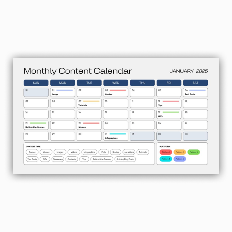 Ultimate Monthly Content Calendar