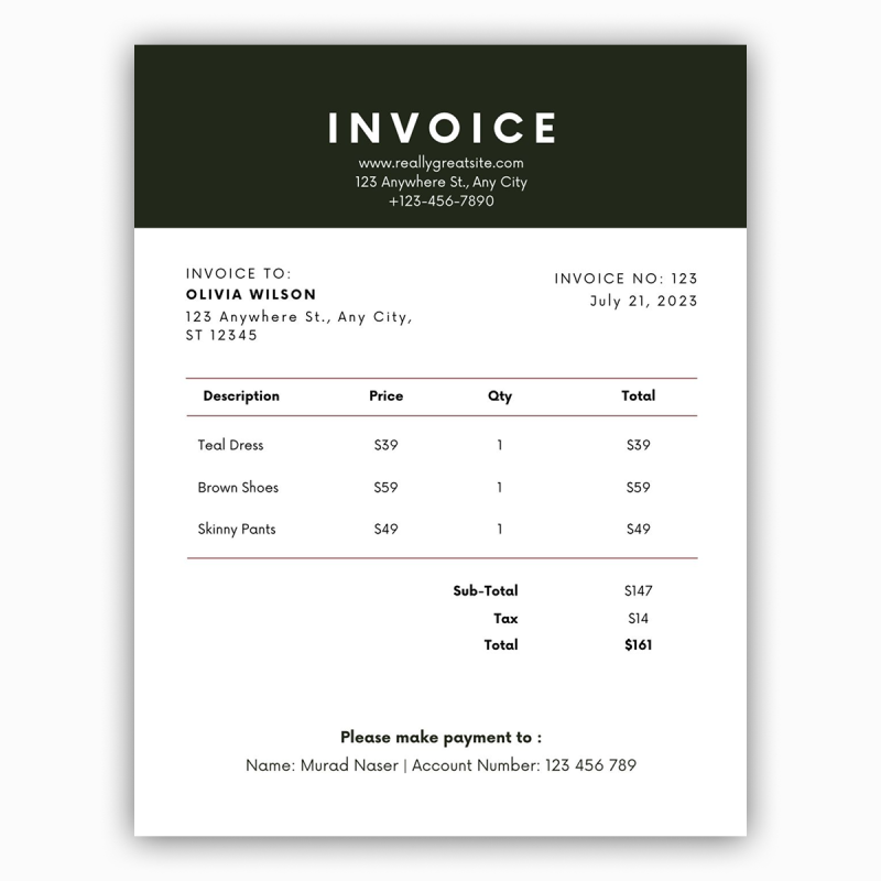 Professional Invoice Template – Printable & Editable